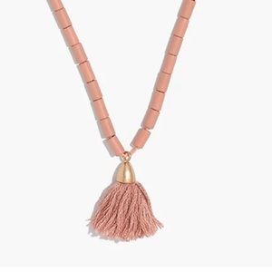 Madewell voile pink adjustable beaded tassel necklace 13in